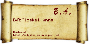 Bölcskei Anna névjegykártya