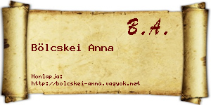 Bölcskei Anna névjegykártya